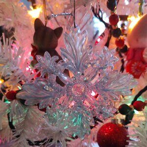 Christmas House Iridescent 3D Snowflake Ornament 5" (thick almost 1")